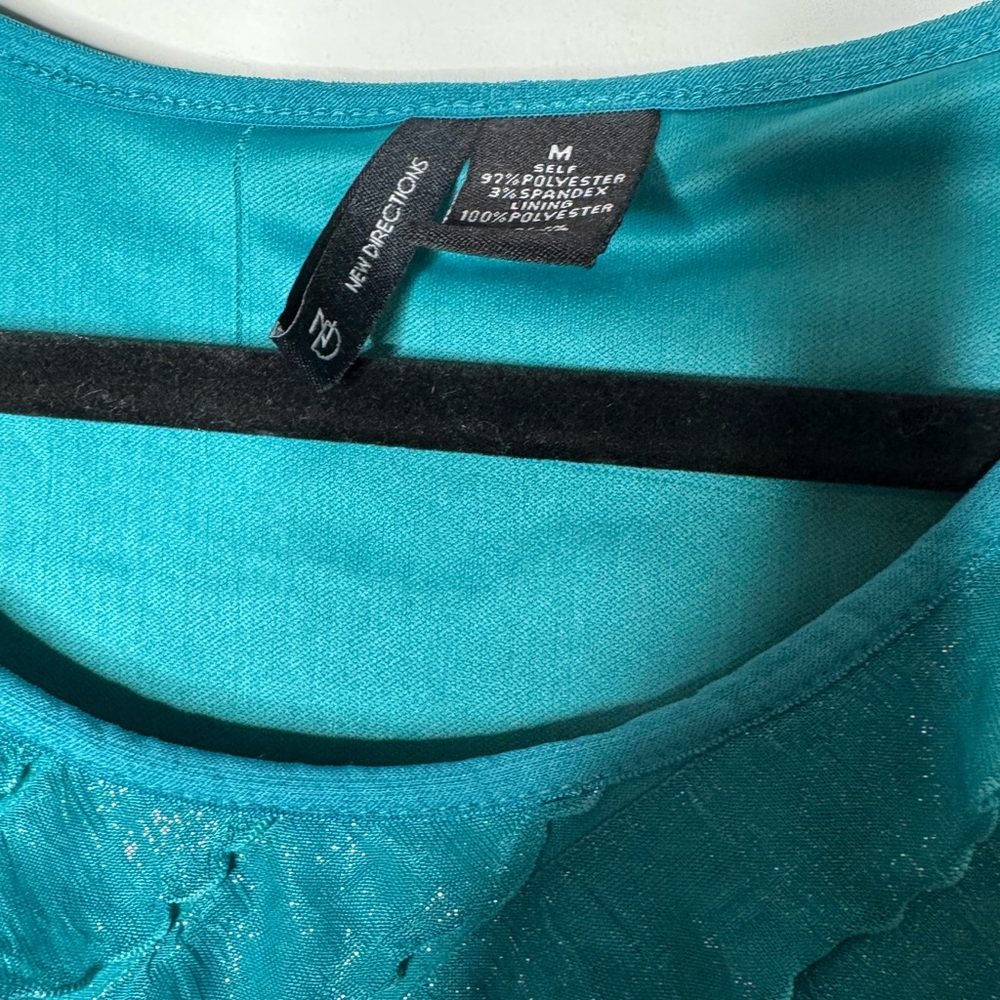 Y2K New Directions Size Medium Sparkle Blue Ruffle Wave Sleeveless Dress NWT New - Picture 3 of 5